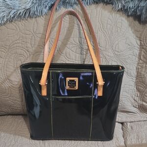 Dooney And Bourke Black Patent Leather Lexington Tote